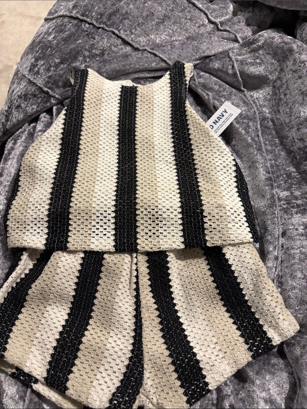 Old Navy Cream and Black Striped Knit Kids Matching Set